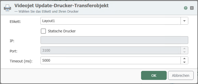 Videojet Update-Drucker-Transferobjekt
